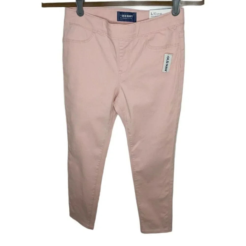 Old Navy Girls Large 10 12 Pink Pants Jeggings Jean Leggings Adjustable New‎